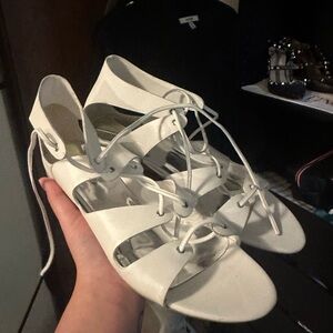Kenneth Cole White Lace-Up Sandals
